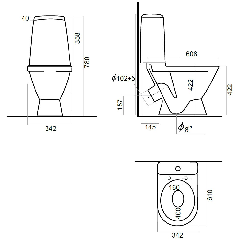 Унитаз-компакт Sanita Лада эконом LDASACC01090111 с бачком и стандартным сиденьем