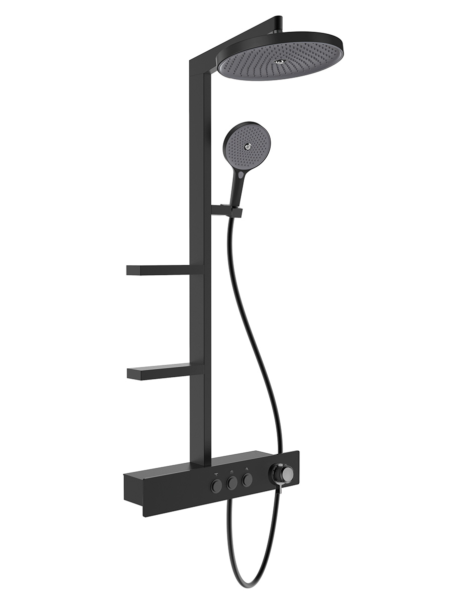 Душевая стойка с термостатом AQUAme AQM8005B черный матовый