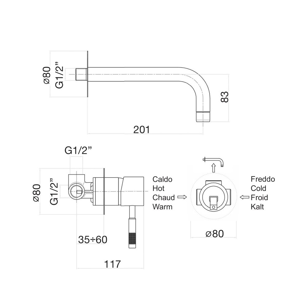 Смеситель для раковины Webert Rimini RI830606010, белый
