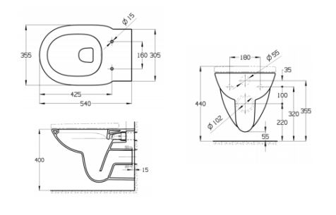 Комплект унитаза с инсталляцией Roca Debba round 893104980, глубина унитаза 54см, без клавиши в комплекте, с микролифтом, безободковый, быстросъемное