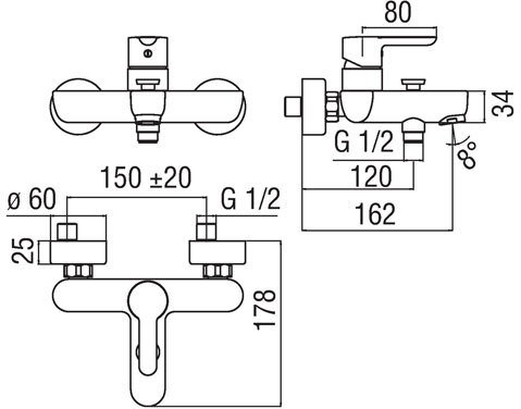 Смеситель для ванны Nobili ABC AB87110/1CR Хром
