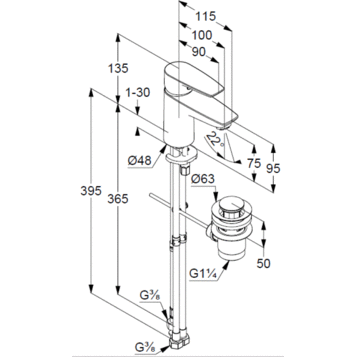 Смеситель для раковины Kludi Pure&Solid 342760575 хром