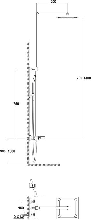 Душевая стойка BelBagno Arlie ARL-DOCM-CRM