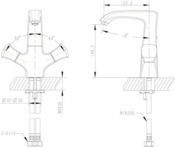 Смеситель для кухни Bravat Whirlpool F778112C хром