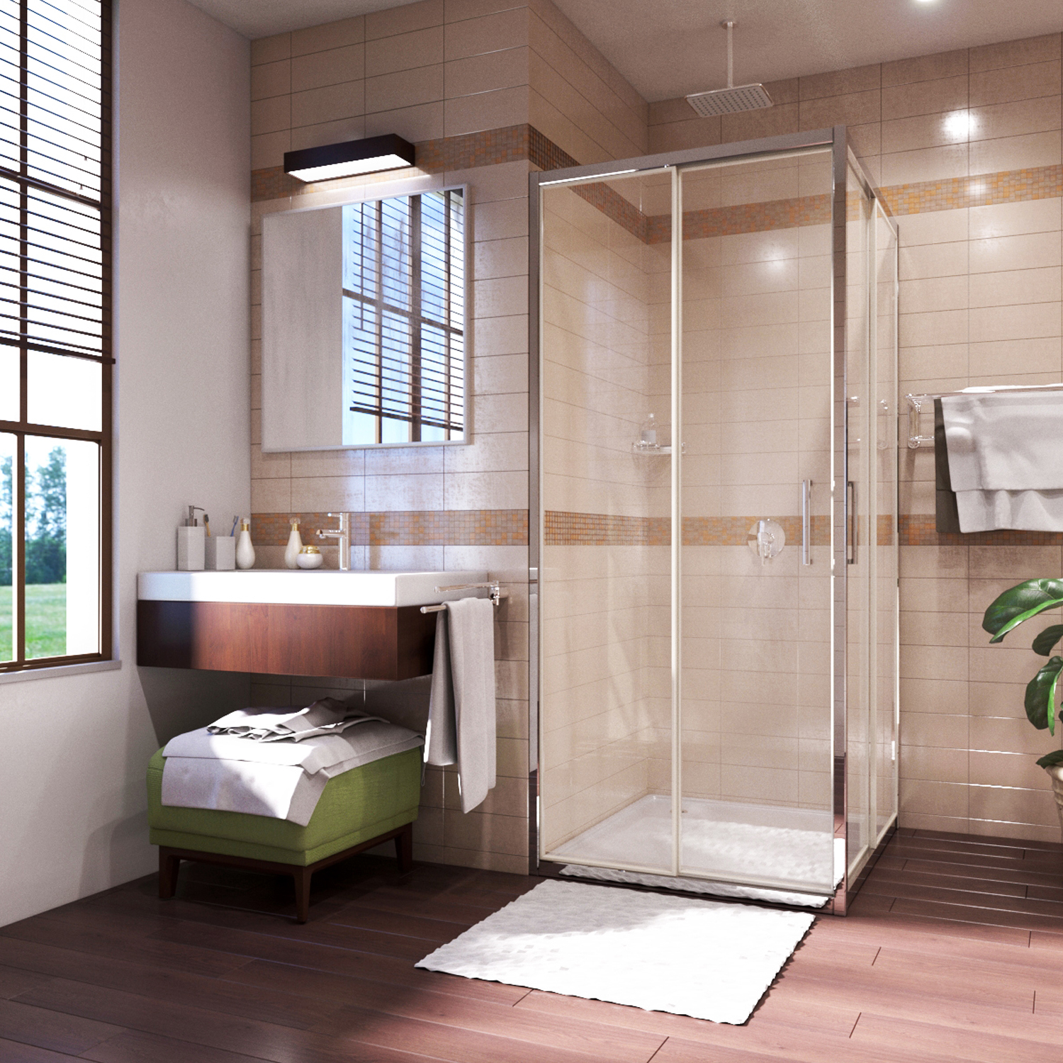 Душевой угол WasserKraft Main 41S19 100x100x200, профиль хром, стекло прозрачное