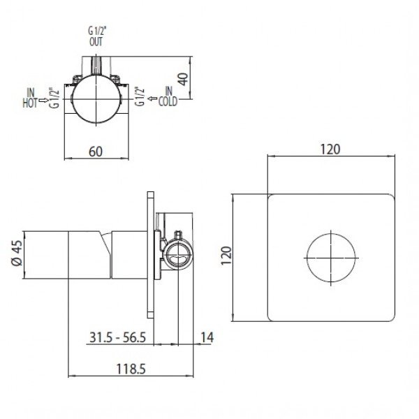Скрытая часть для механического смесителя на 1 потребитель Bossini Z00007000