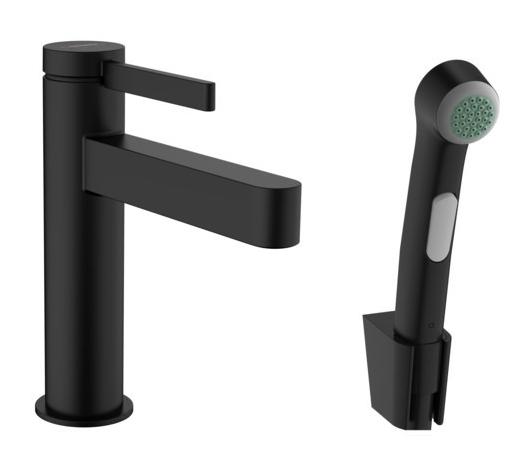 Смеситель для раковины с гигиеническим душем Hansgrohe Finoris 76210670 черный матоывй