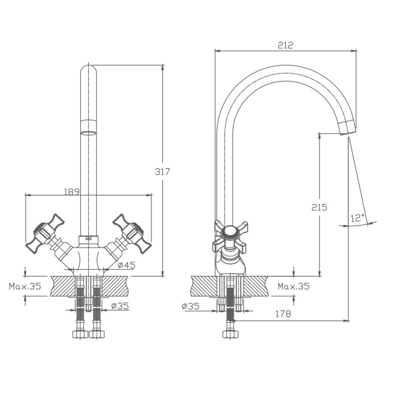Смеситель для кухни Haiba HB4624, хром