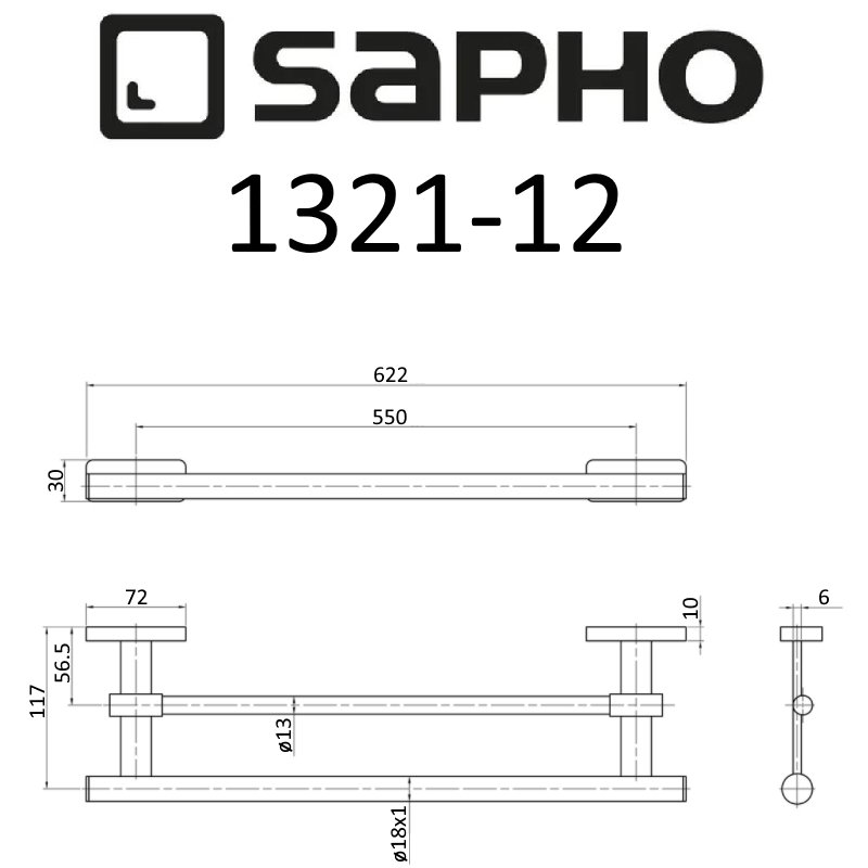 Полотенцедержатель Sapho OLYMP 1321-12 хром