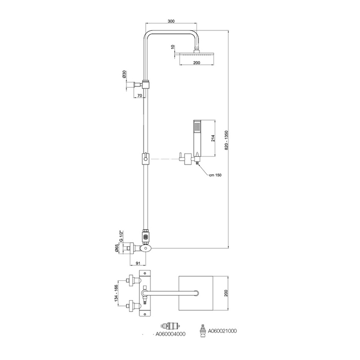 Душевая стойка Webert Wolo WO980104015PVC хром