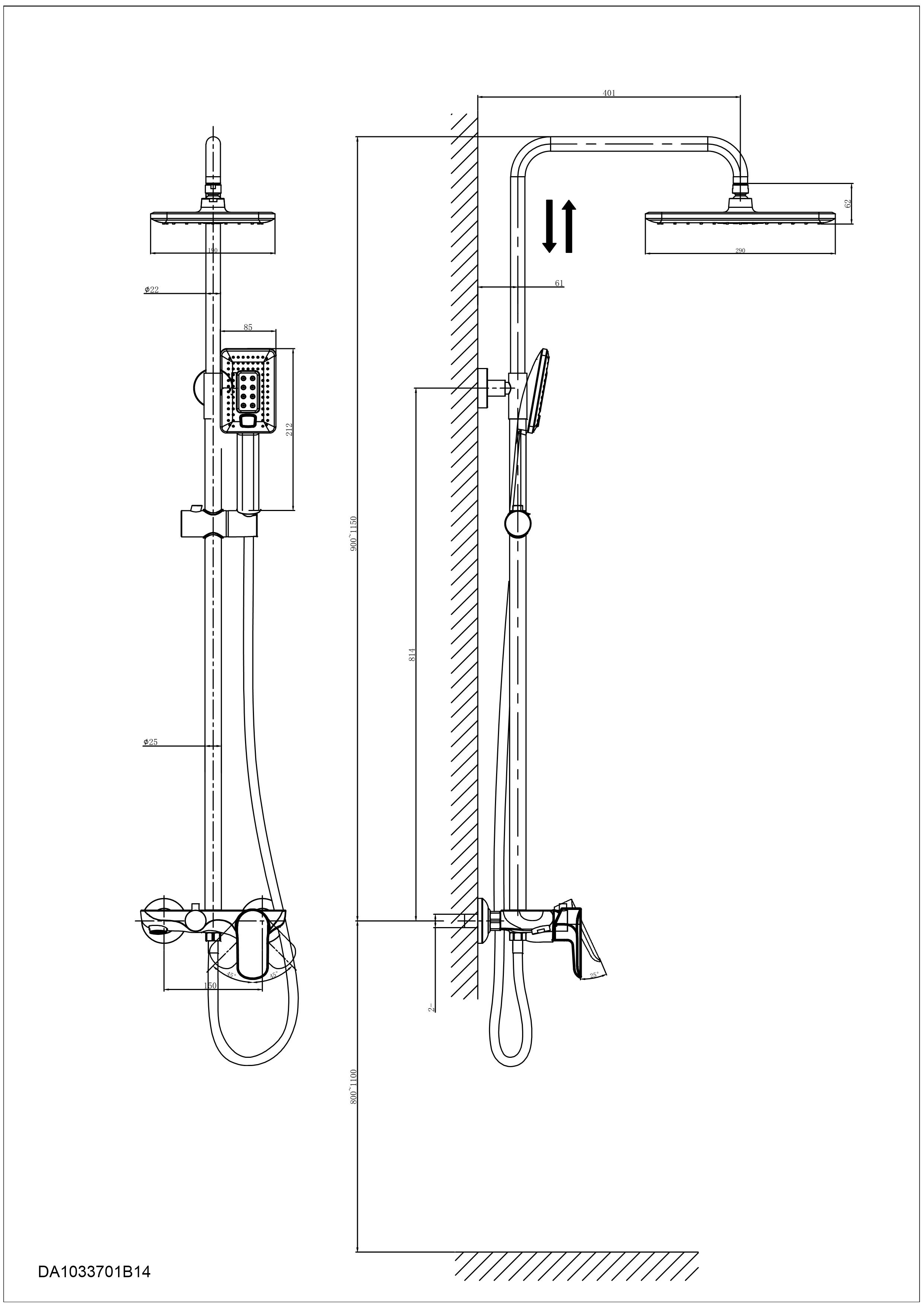 Душевая стойка D&K Venice.Baciano DA1033701B14 хром