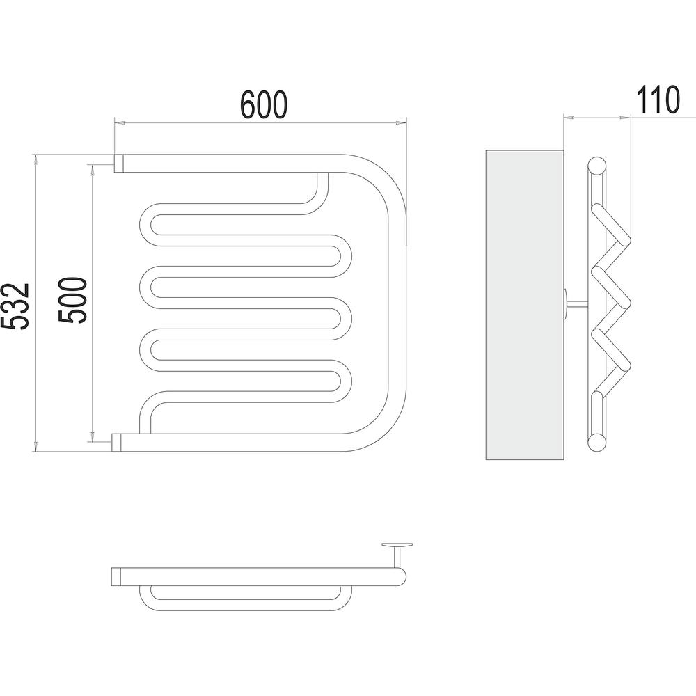 Полотенцесушитель водяной Terminus Фокстрот-Лиана (1") 50х60