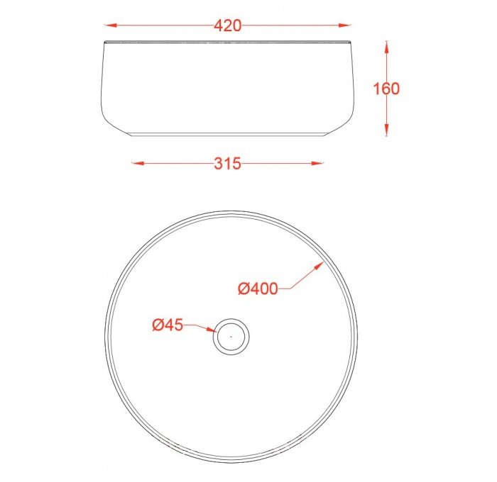 Раковина накладная 42см ArtCeram Cognac COL001 белый