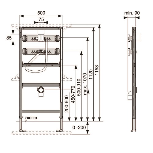 Инсталляция для писсуаров TECE Profil 9320008