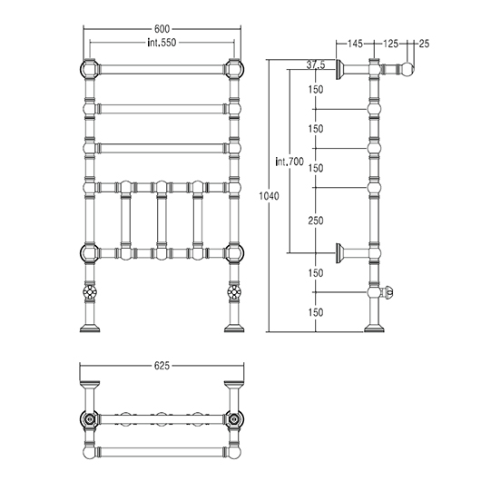 Полотенцесушитель водяной Margaroli Armonia 93005505CRP 104.2х60 хром