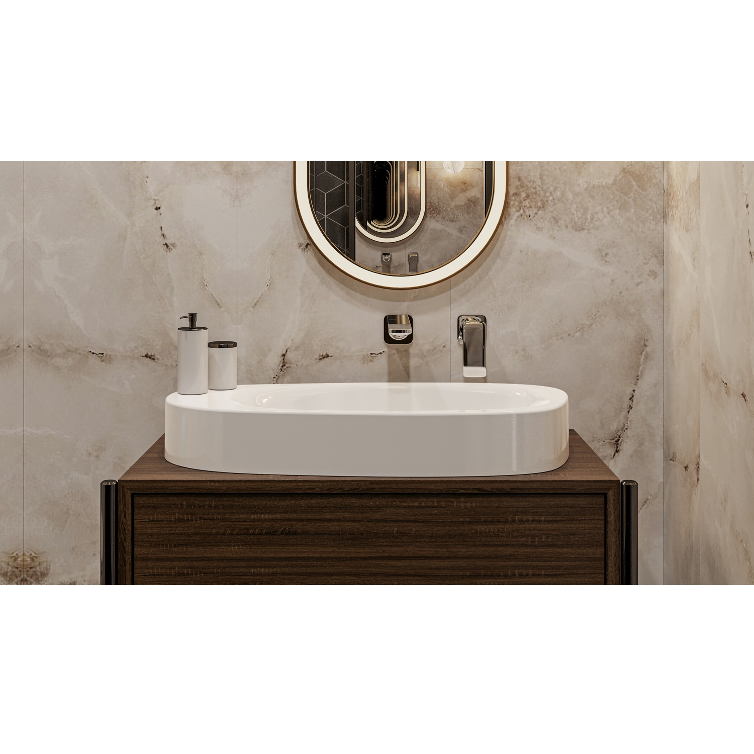 Умывальник WHITECROSS Moonstone F 70x35 (белый глянец) иск. камень