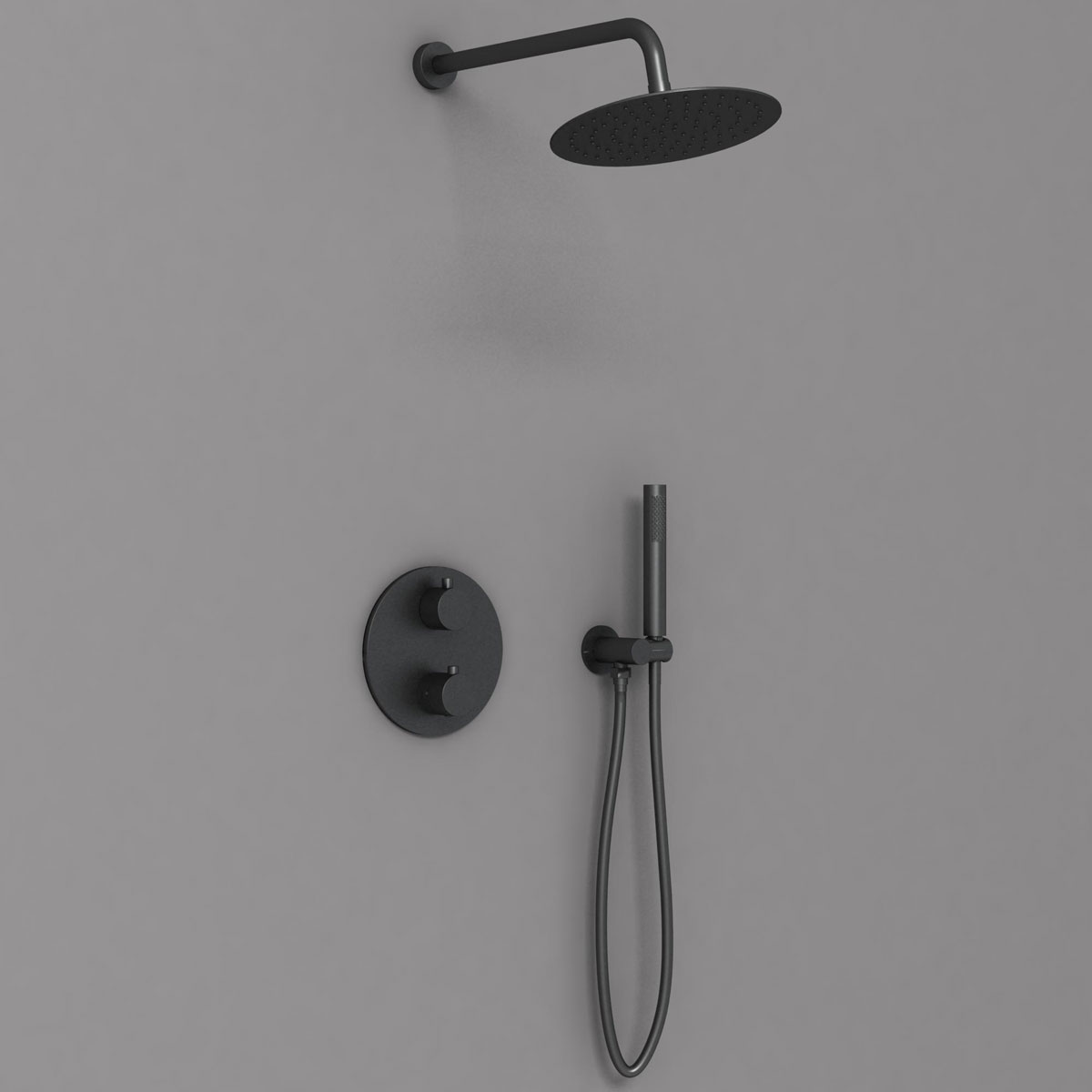 Встраиваемая душевая система с термостатом Vincea VSFW-101TMB черный матовый