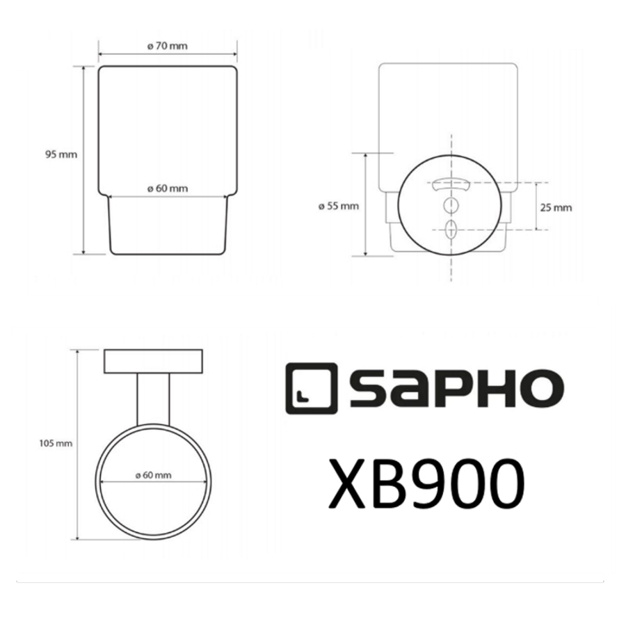 Стакан для ванной Sapho X-ROUND BLACK XB900 черный