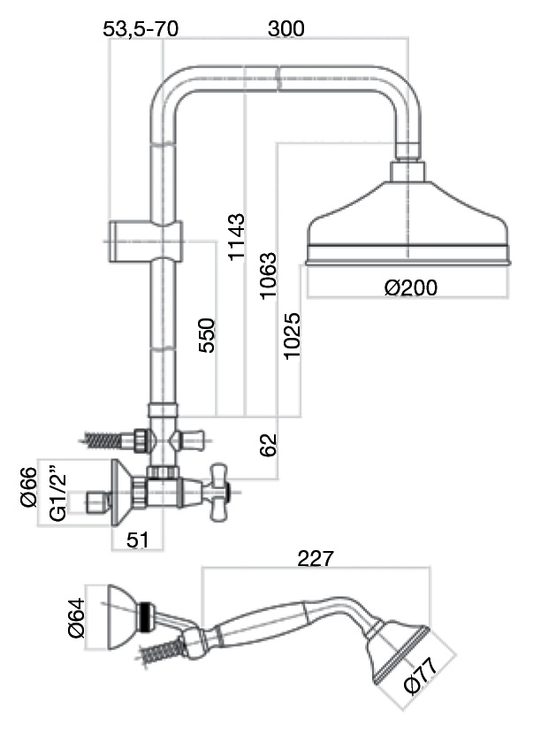 Душевая стойка Webert Armony AM760405060 медь