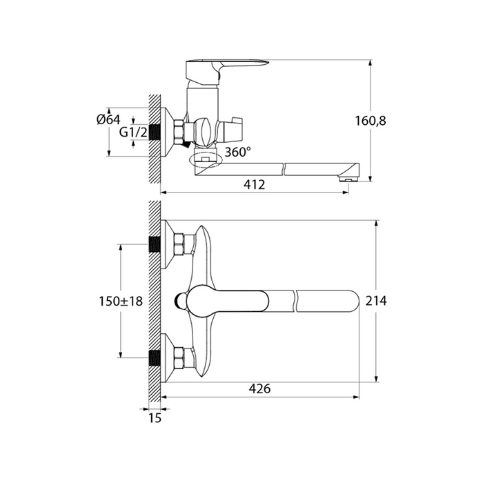 Смеситель универсальный IDDIS Cuba CUBSBL2i10WA хром