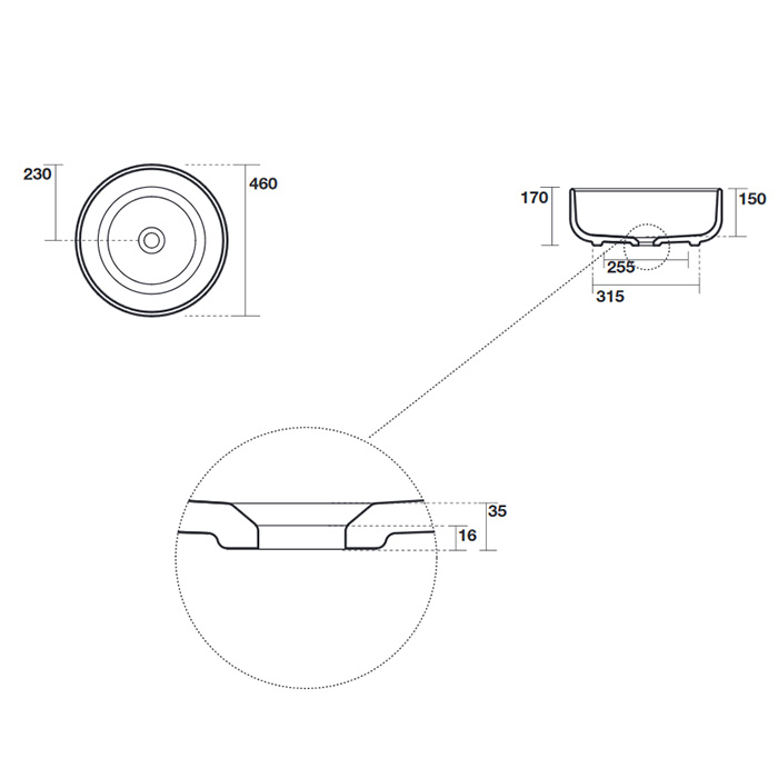 Раковина накладная 46см Kerasan Ciotola 430230 белый матовый