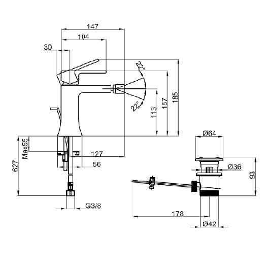 Смеситель для биде Villeroy & Boch Classic TVB10120111061 хром