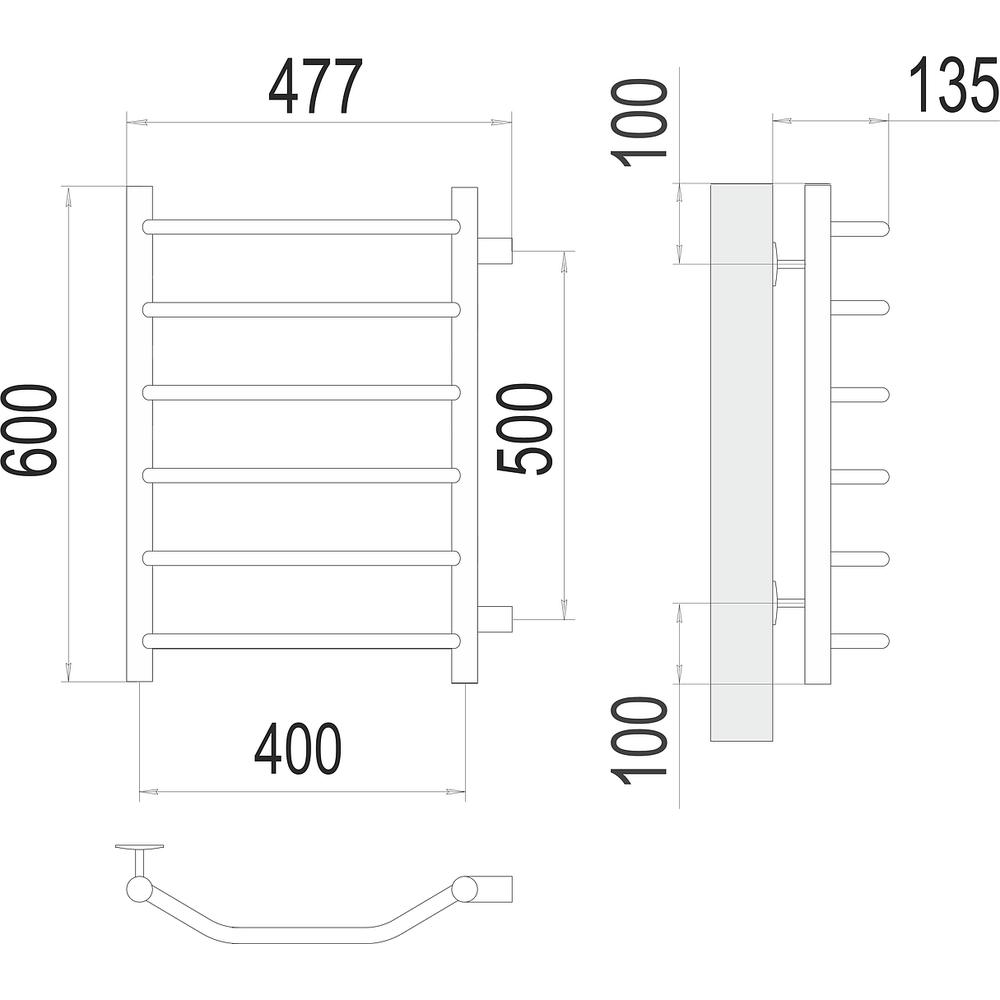 Полотенцесушитель водяной (боковое подключение) Terminus Виктория П6 40х60