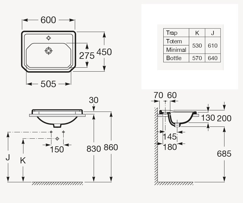 Раковина накладная 60см Roca Carmen 3270A5000 белый