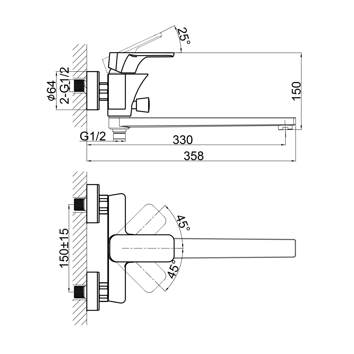 Смеситель для ванны D&K Berlin DA1433326, белый
