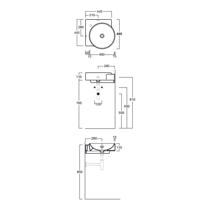 Раковина Simas Flow FL 24 с 1 отверстием под смеситель