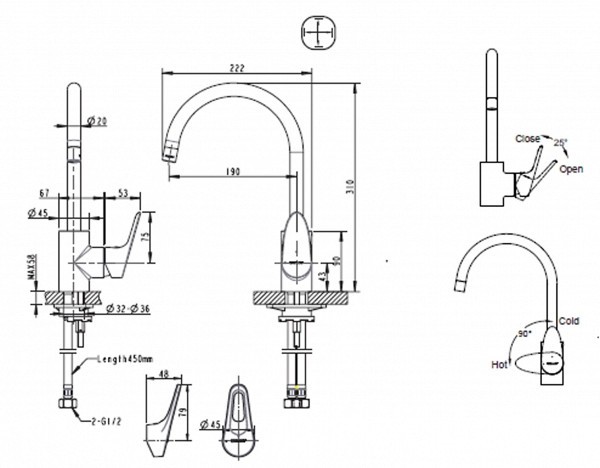 Смеситель для кухни Bravat Drop-D F748162C-1 хром