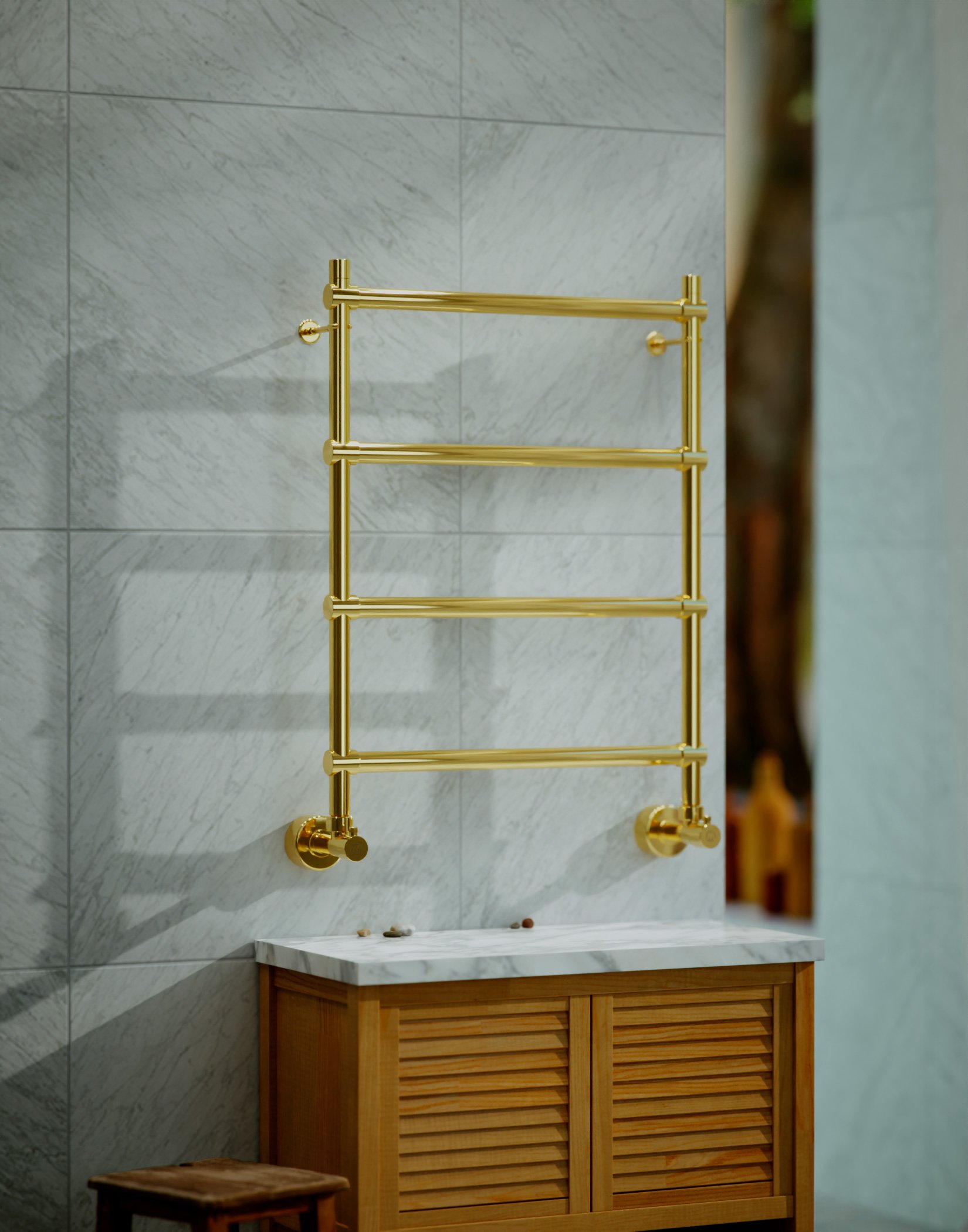 Полотенцесушитель водяной Margaroli Sole 4424704GON 72х53 золото