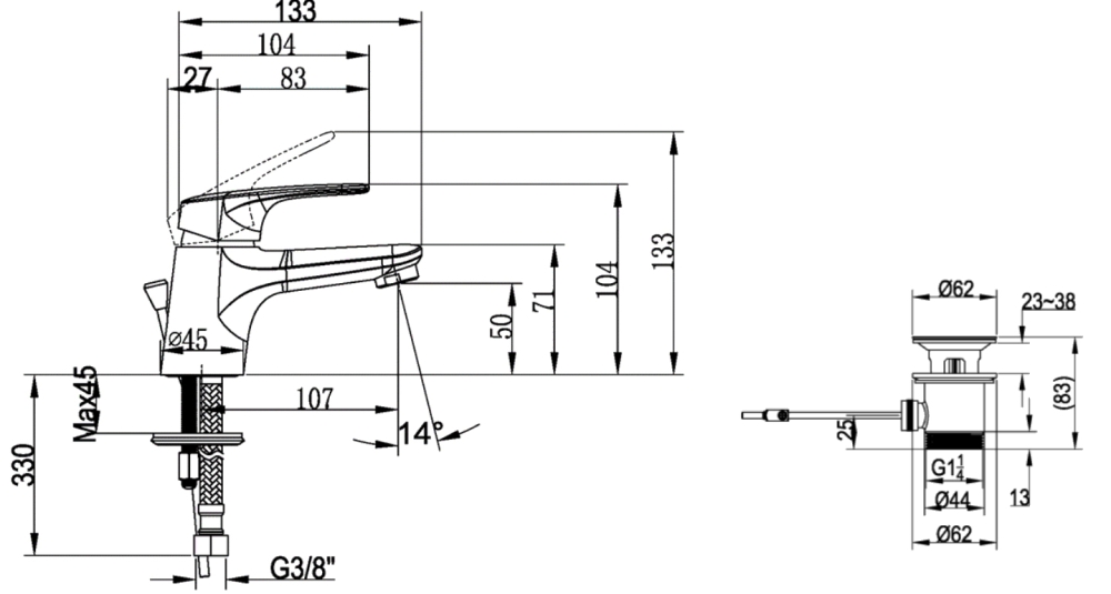 Смеситель для раковины Villeroy & Boch O.Novo Start TVW10514111061 хром