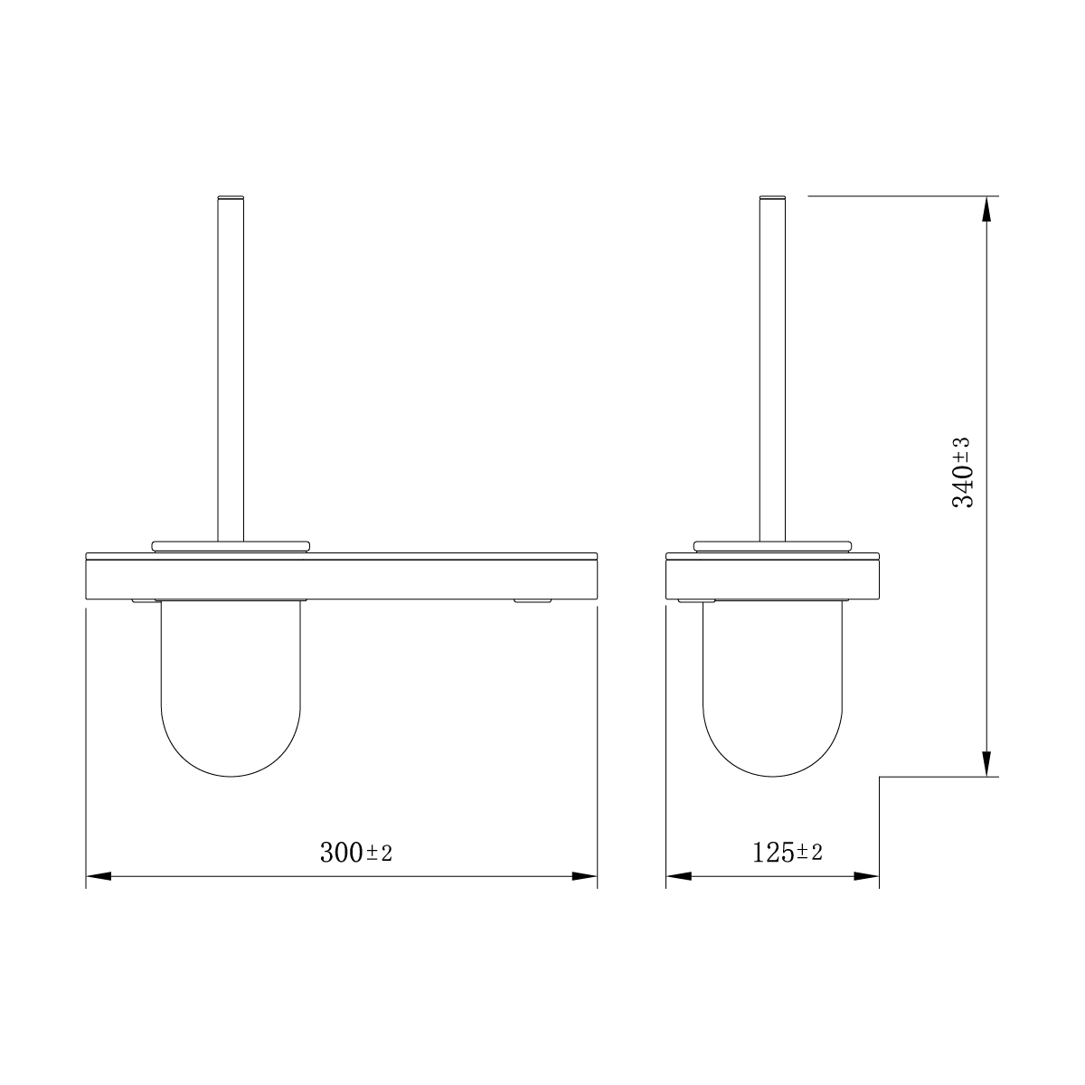 Ёршик для унитаза Lemark GLASS LINE 9762033 с держателем и полкой, чёрный матовый/черное стекло