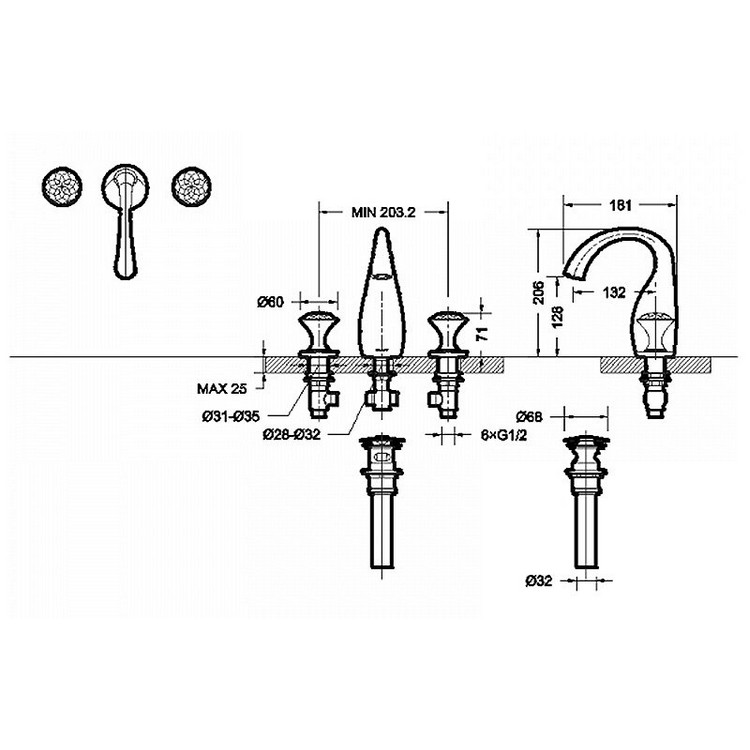 Смеситель для раковины Bravat Swan F24287G-ENG золото