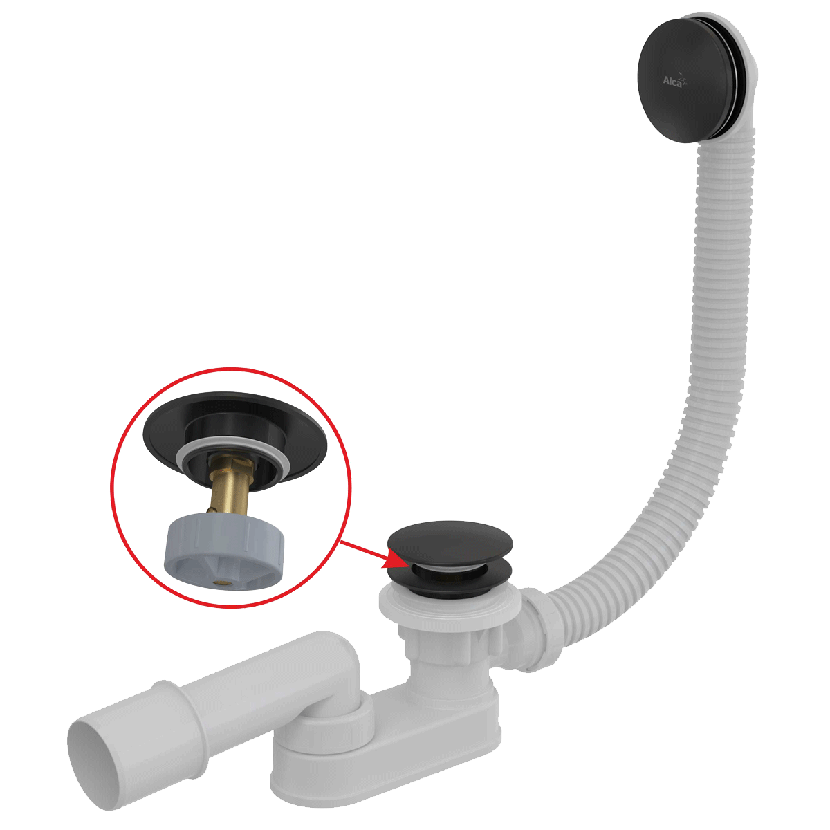 Слив-перелив Alcaplast A507BLACK-80 Click-Clack белый черный матовый