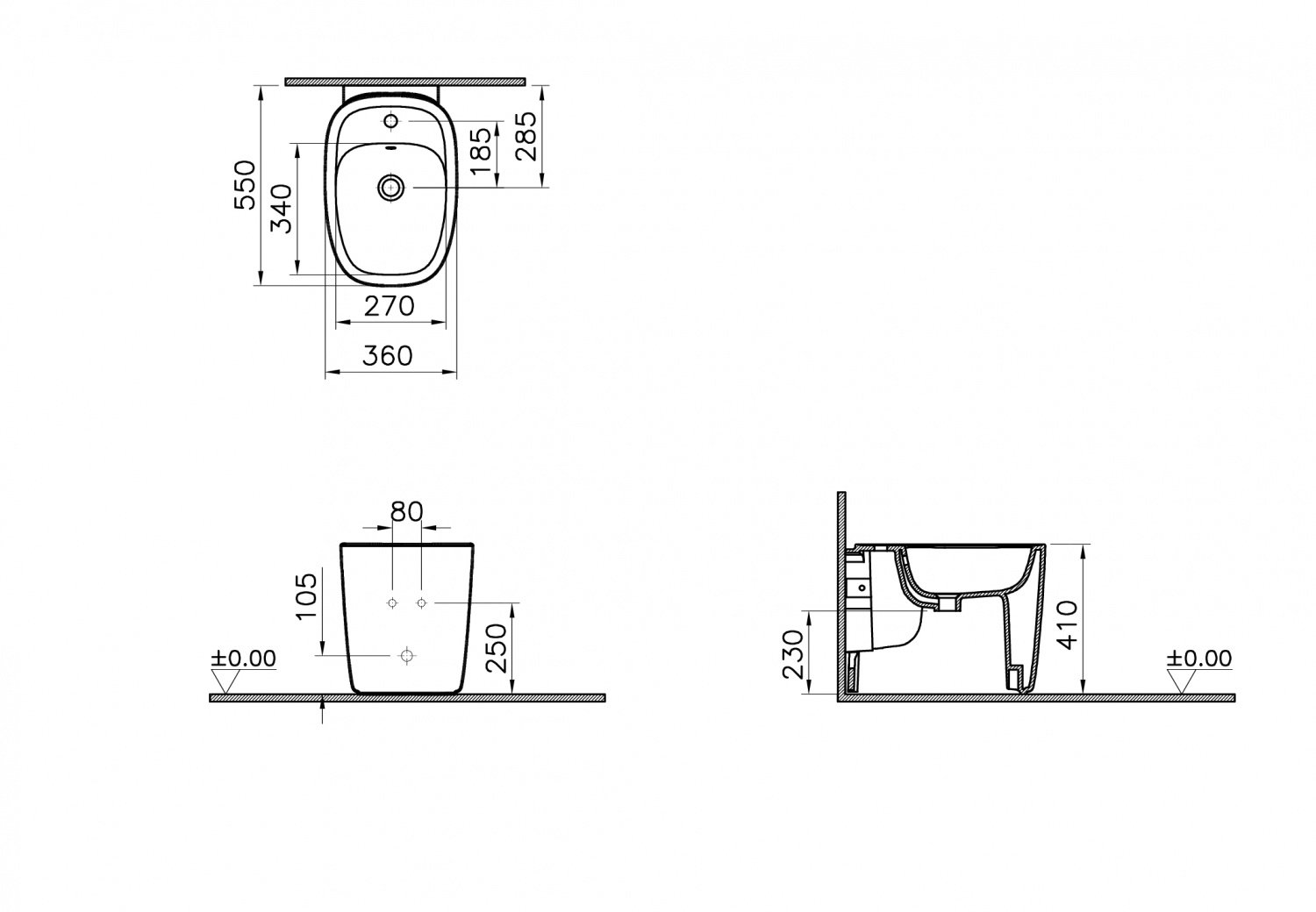 Биде напольное VitrA Plural 7816B403-0288 белый