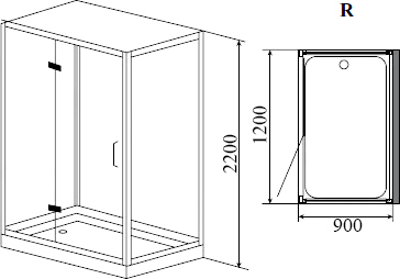 Душевая кабина Timo Premium PURO Н-511 R 120x90x220 профиль хром глянцевый, стекло прозрачное
