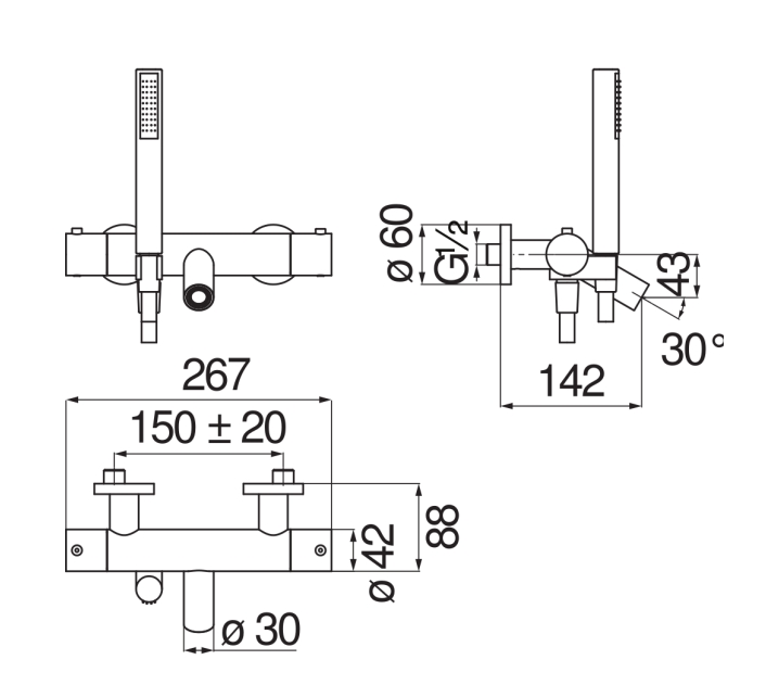 Термостат для ванны с душем Nobili Velis VE125010/2CR хром
