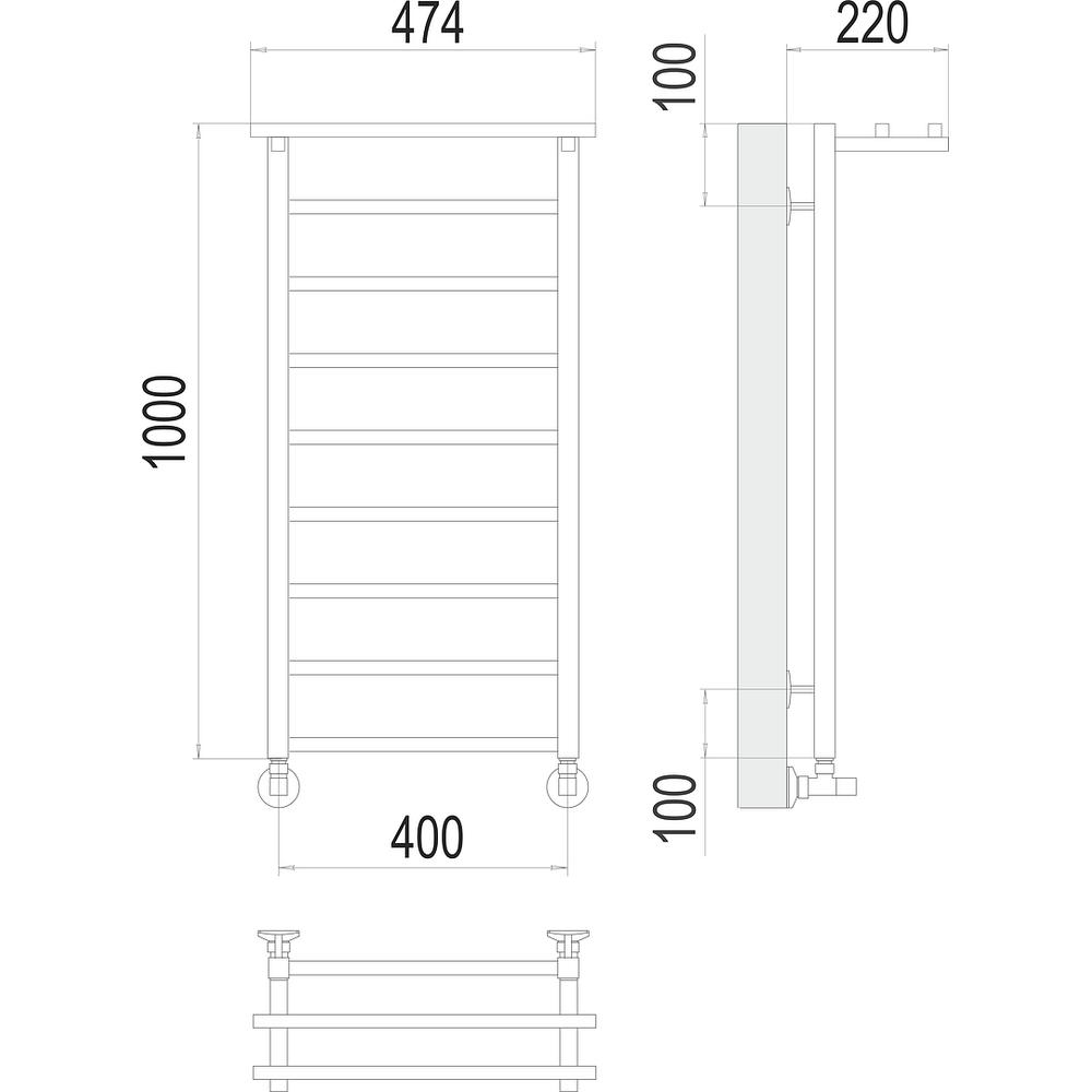 Полотенцесушитель водяной с полкой Terminus Контур П9 40х100