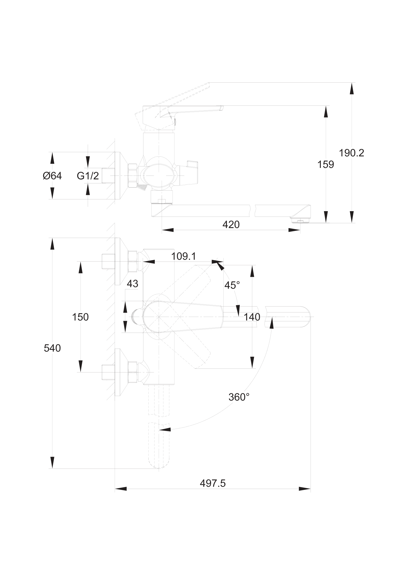 Смеситель универсальный Cersanit MODUO 64098 хром