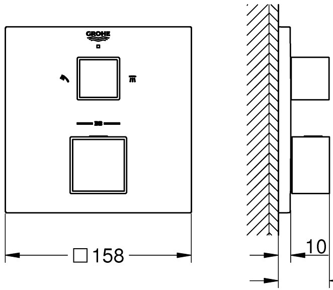 Термостат для душа Grohe Grohtherm Cube 24154000 хром