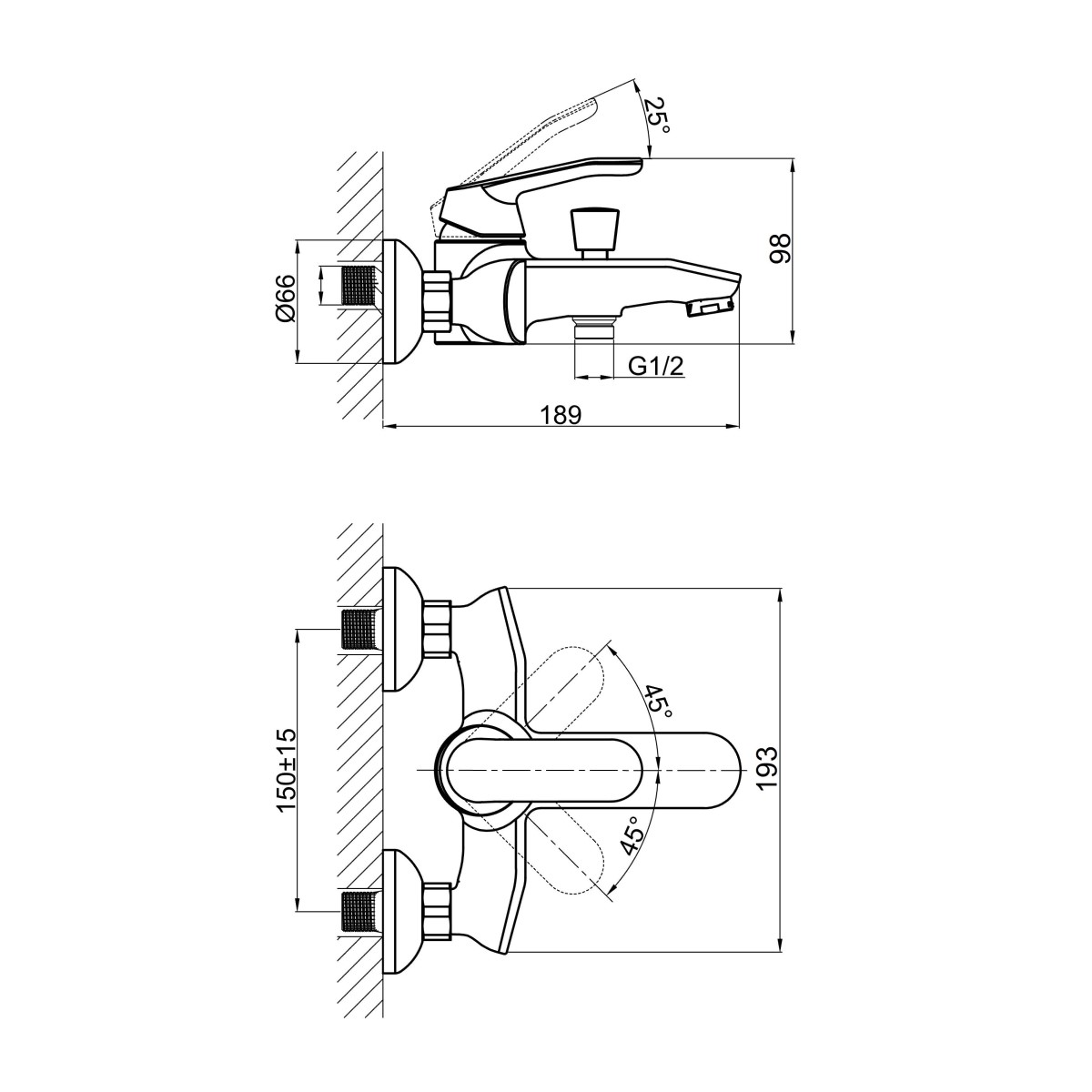 Смеситель для ванны D&K Venice DA1063201, хром