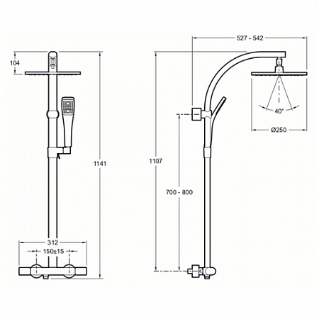 Душевая стойка Jacob Delafon Talan E11717-CP хром