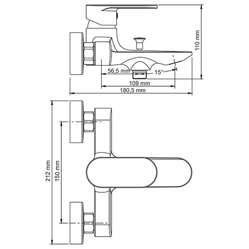 Смеситель для ванны с душем WasserKraft Elbe 7401 черный матовый