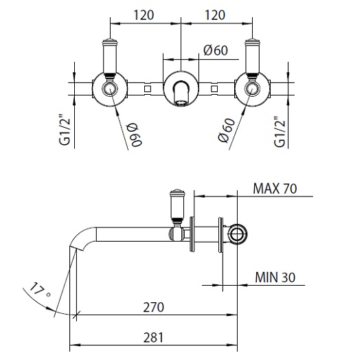 Смеситель для раковины со встраиваемой частью Bossini Liberty Z001303.030 хром