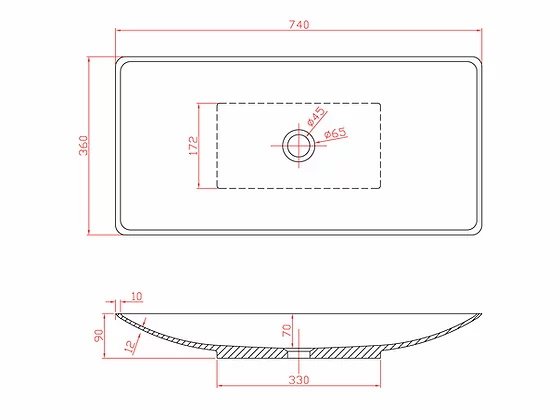 Раковина накладная 74см MonteBianco Stelvio Uno 12202 белый матовый