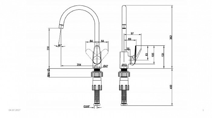 Смеситель для кухни Villeroy & Boch O.Novo Start TVK10510111061 хром