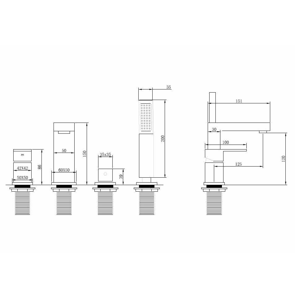 Смеситель ABBER Daheim AF8213G на борт ванны, никель