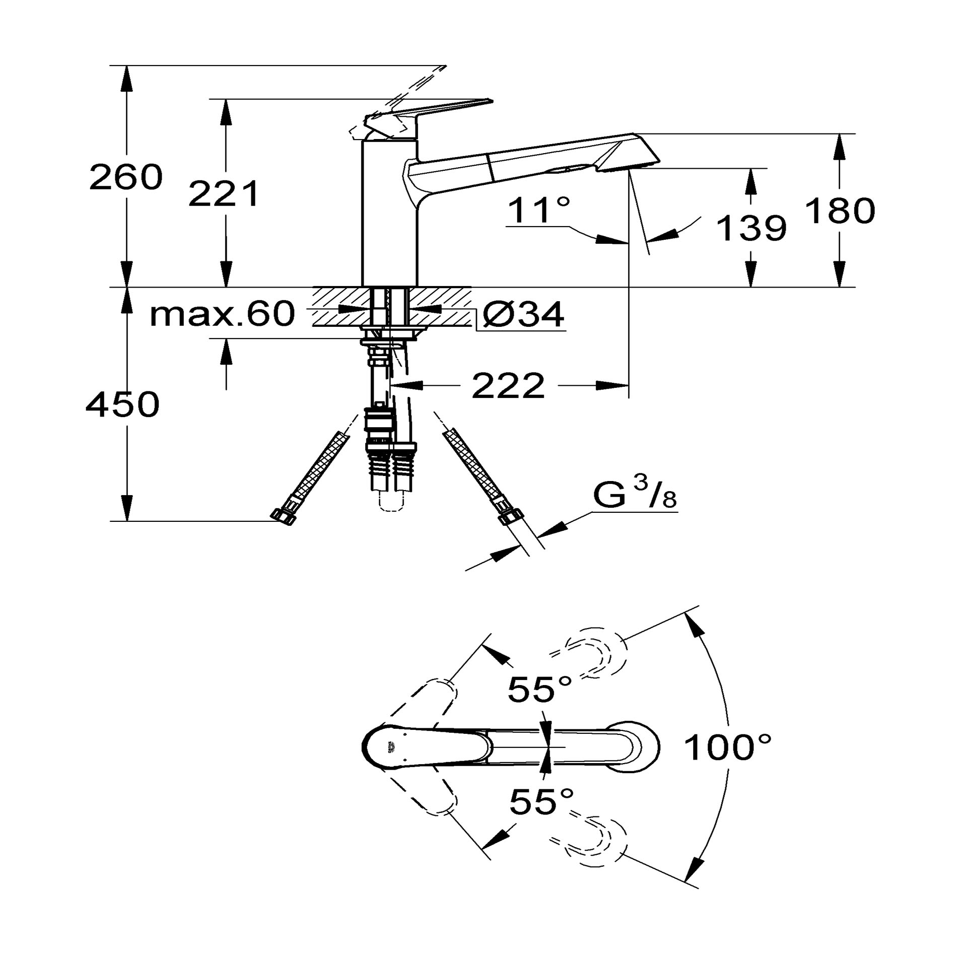 Смеситель для кухни Grohe Eurodisc Cosmopolitan 32257002 хром